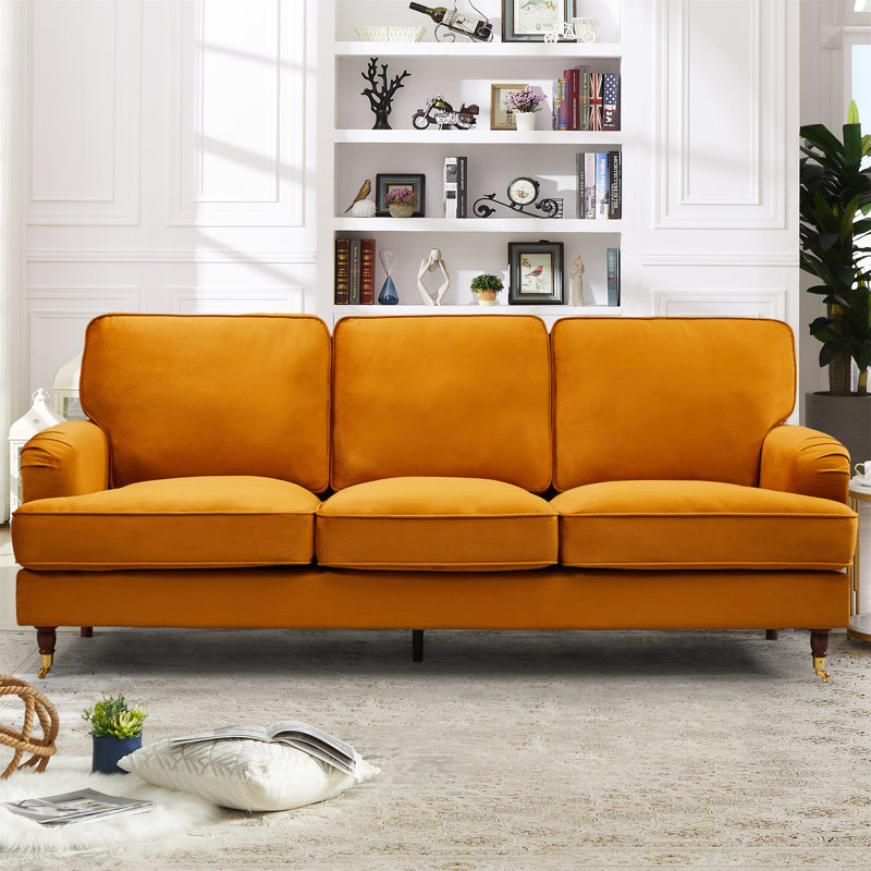 Gorby Velvet Sofa, Orange, 3
