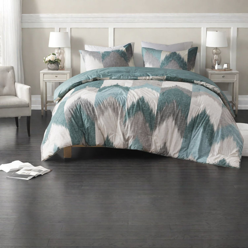 Certified Cotton Bedding Sets, Full Queen Aqua Modern Home Comfort