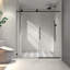 Une porte de douche fixe et une porte décalée sans cadre, grandes poulies en acier inoxydable avec fonction de fermeture en douceur réglable-112513995