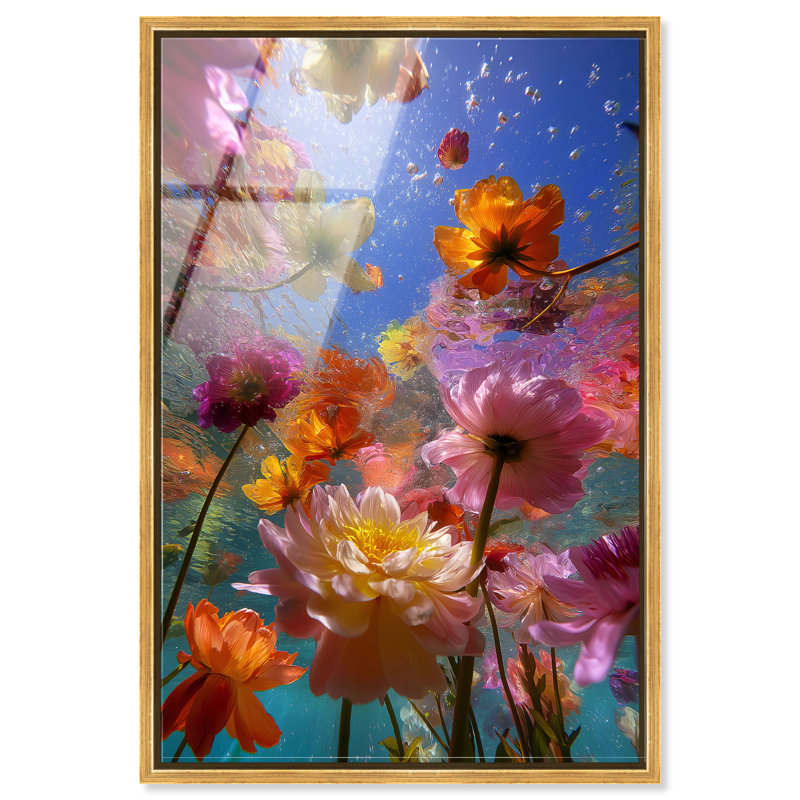 Liquid Bloom II High-Gloss Frameless Acrylic Glass Wall Art Floral & Botanical Print by Oliver Gal, Ready to Hang, 10 x 15