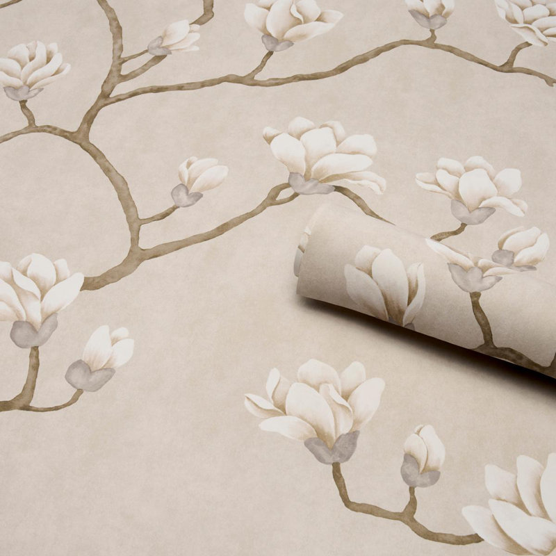 Papier peint arbre Magnolia, Grisaille