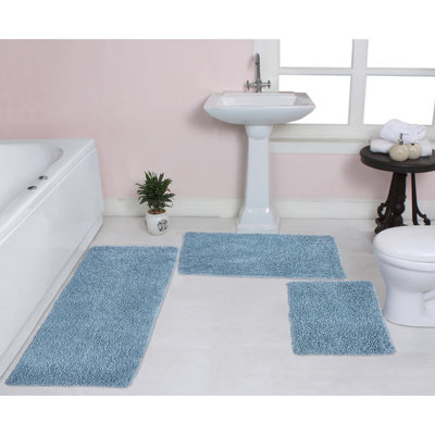 Hearon Rectangle 100% Cotton Non-Slip 3 piece Bath Rug Set