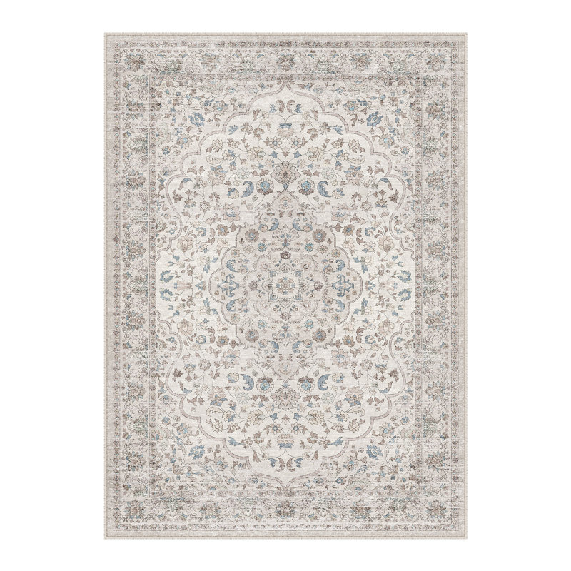 Aurelia Traditional Floral Machine Washable Indoor Rug, Rectangle 3' x 5'