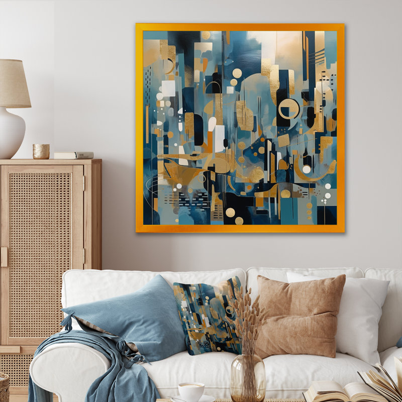 Transcendent Reality IV - Abstract Landscape Wall Art Living Room, Impression dorée sur toile encadrée