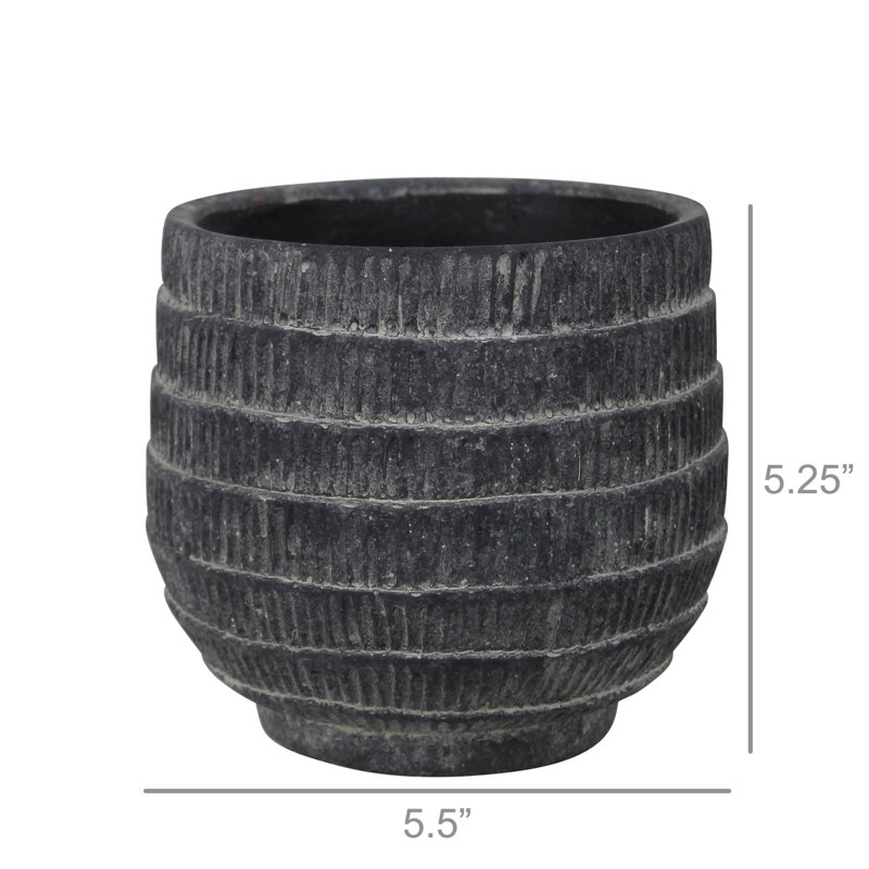 Hubble Rustic Ridged Pot Planter, Black, 2