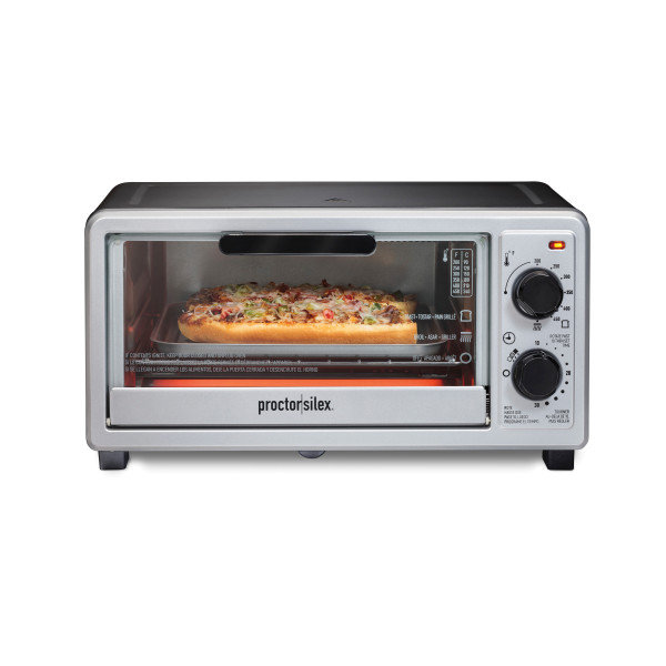 Proctor Silex Black and Silver 4-Slice Toaster Oven Broiler
