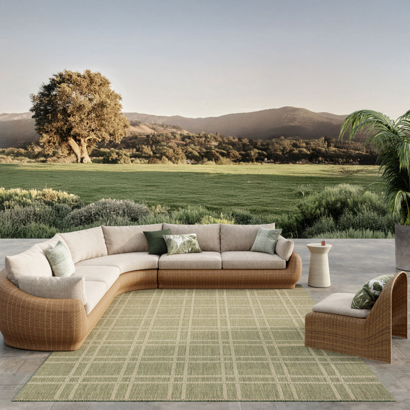 Manderella Modern Rug, Green, Rectangle 9' x 12'