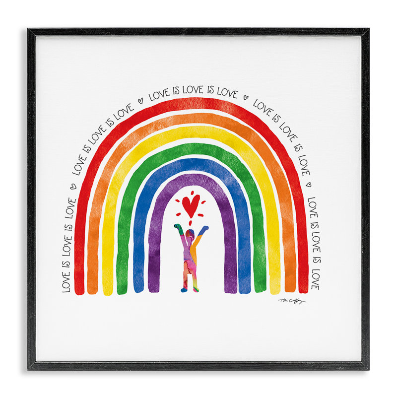 «Love Is Love Pride Inclusivité», estampe numérique, conception de Tim Coffey, H 17 po x l 17 po, Giclée encadrée noir minuit