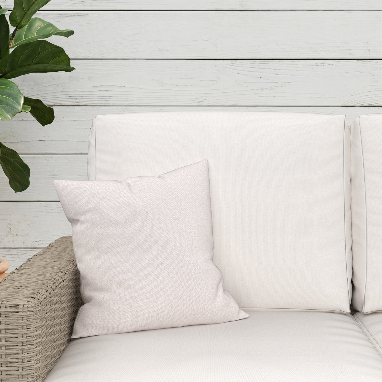 24" x 3" Sunbrella® Pillow Cover & Insert, Square 16", Sunbrella® Play Snow