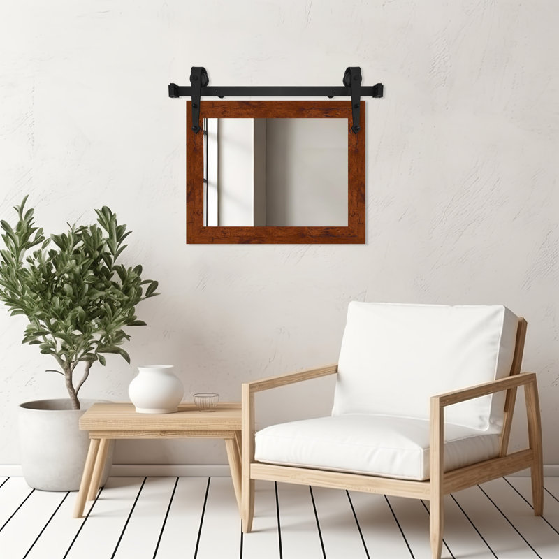 Conner Rea Flat Wall Mirror, 33" x 38", Dark Brown