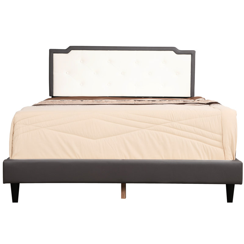 Lit double de couleur grise - construction stable et finition relaxante, peu encombrante et confortable