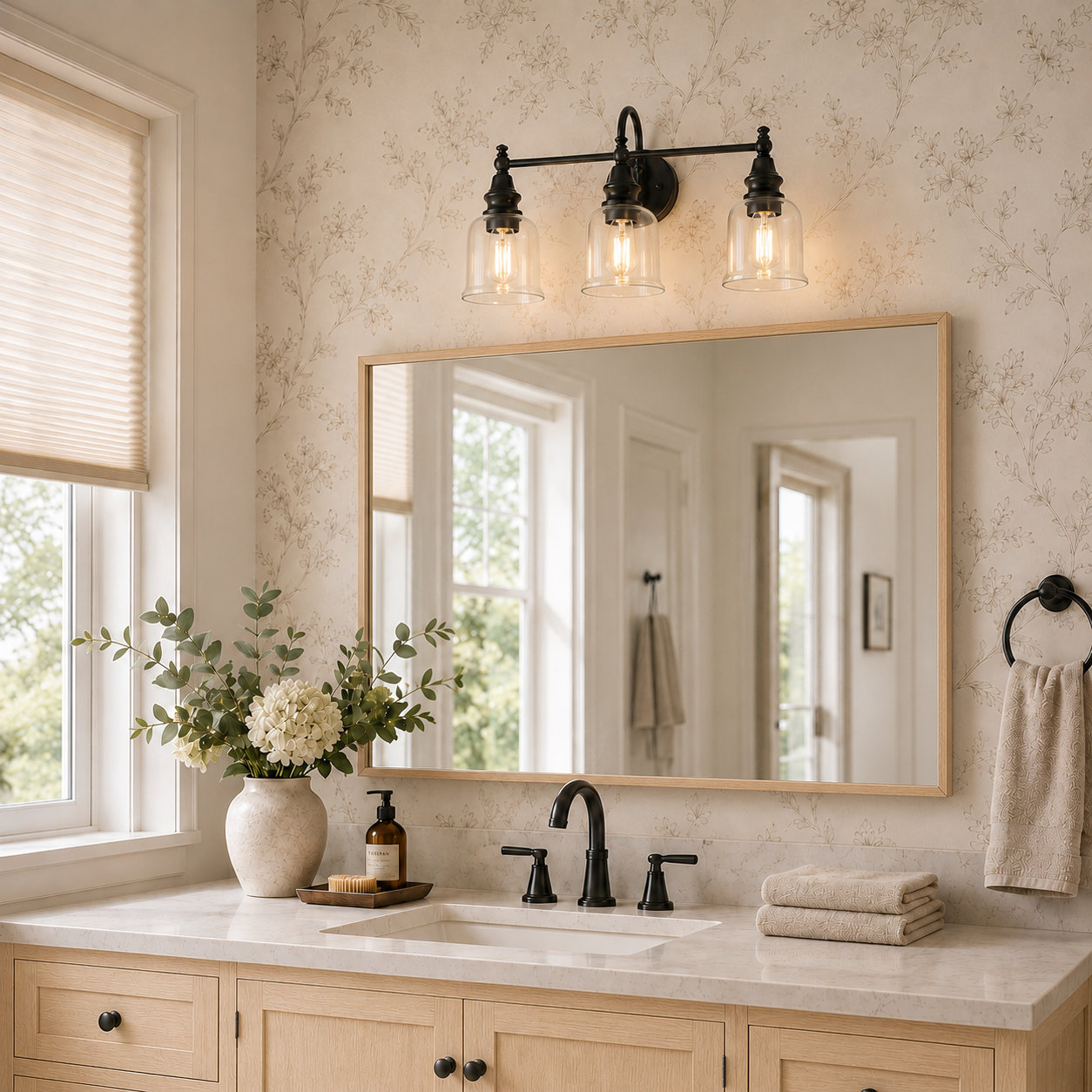 3-Light Dimmable Vanity Light, Black