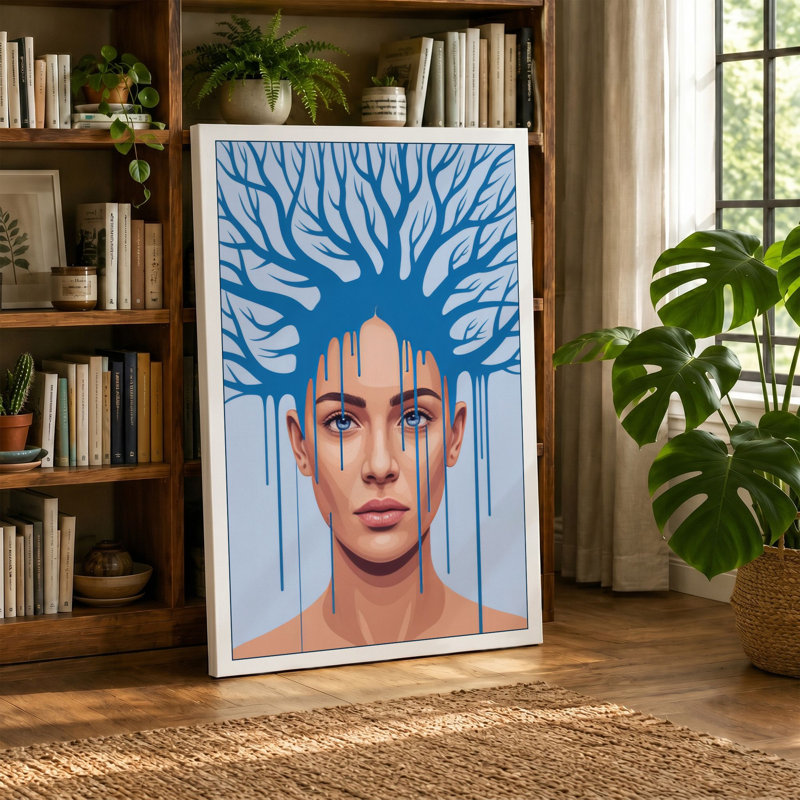 Tree Crown Mind Boho 1 Piece Wrapped Canvas Wall Art, 24x16 - 61.0 x 40.6 cm, Ochre Border