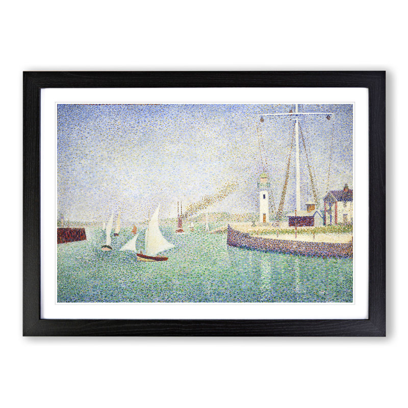 Entrance of the Port of Honfleur by Georges Seurat - Picture Frame Painting, Black Framed, 36cm H x 48cm W x 2cm D