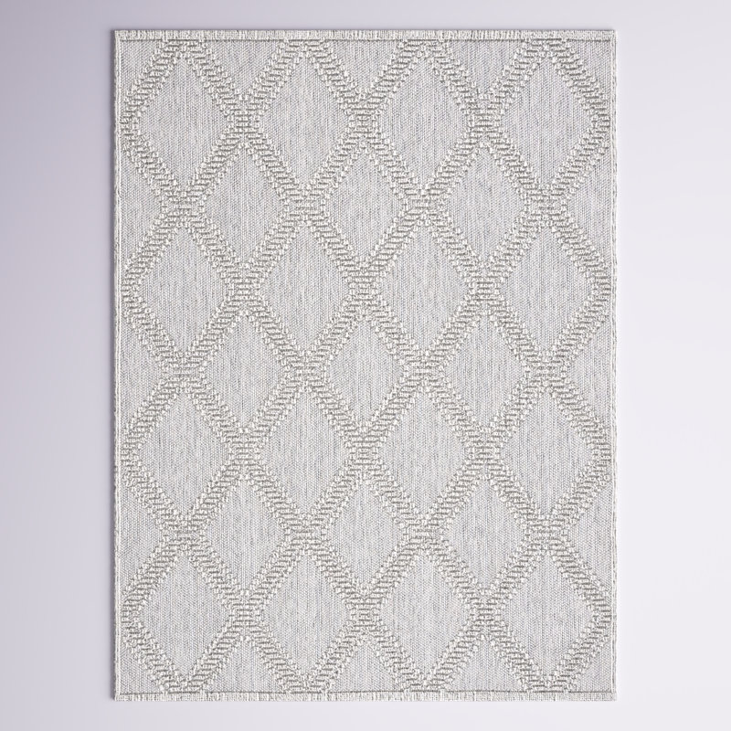 Tapis intérieur / extérieur gris / gris clair Amber-Jayne, Rectangle 9 pi x 12 pi