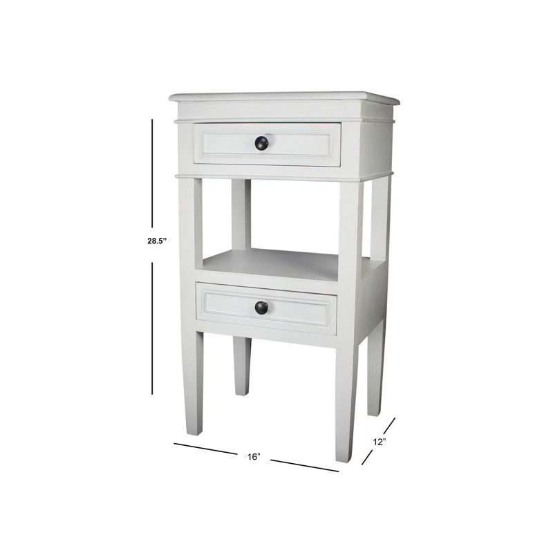 Table de bout à 4 tiroirs avec rangement Braddy, Blanc