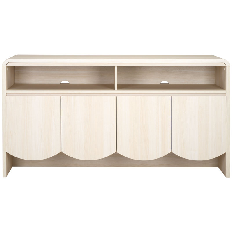 Buffet Ikeem l 60,7 po à 4 portes et 2 tablettes, Blanc décoloré