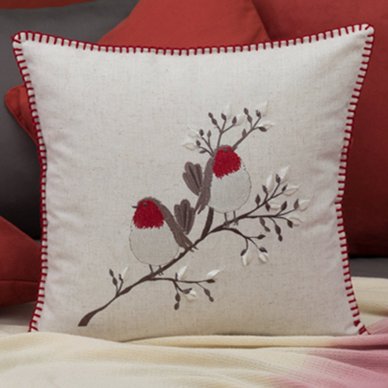 Christmas Decorative Throw Pillow Cover Embroidered Pillowcase 18x18 Inch