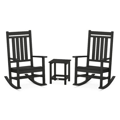 Rocker Estate 3-Piece Rocking Chair Set with Long Island 18"" Side Table -  POLYWOOD®, PWS712-1-BL