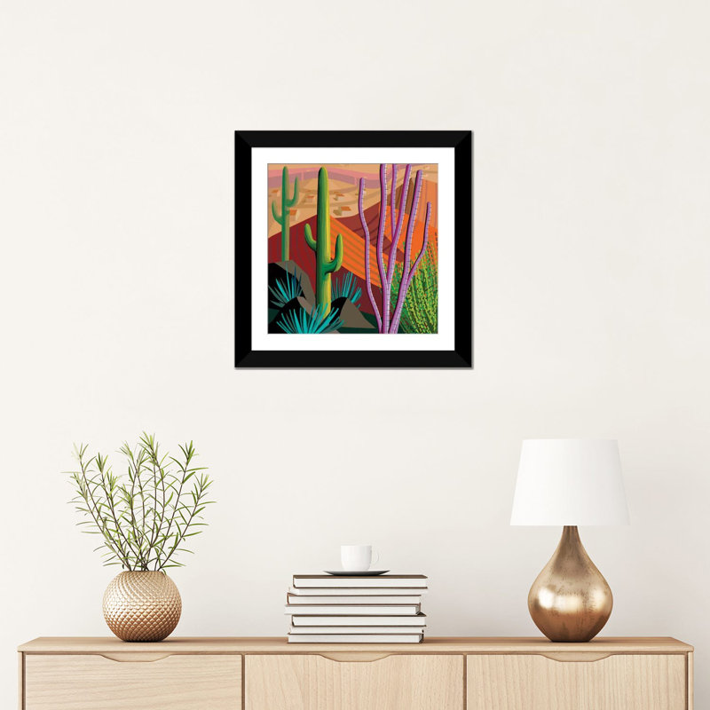 « tucson, square », impression sur toile, Papier d'art encadré noir, Blanc, H 16 po x l 16 po x P 1 po
