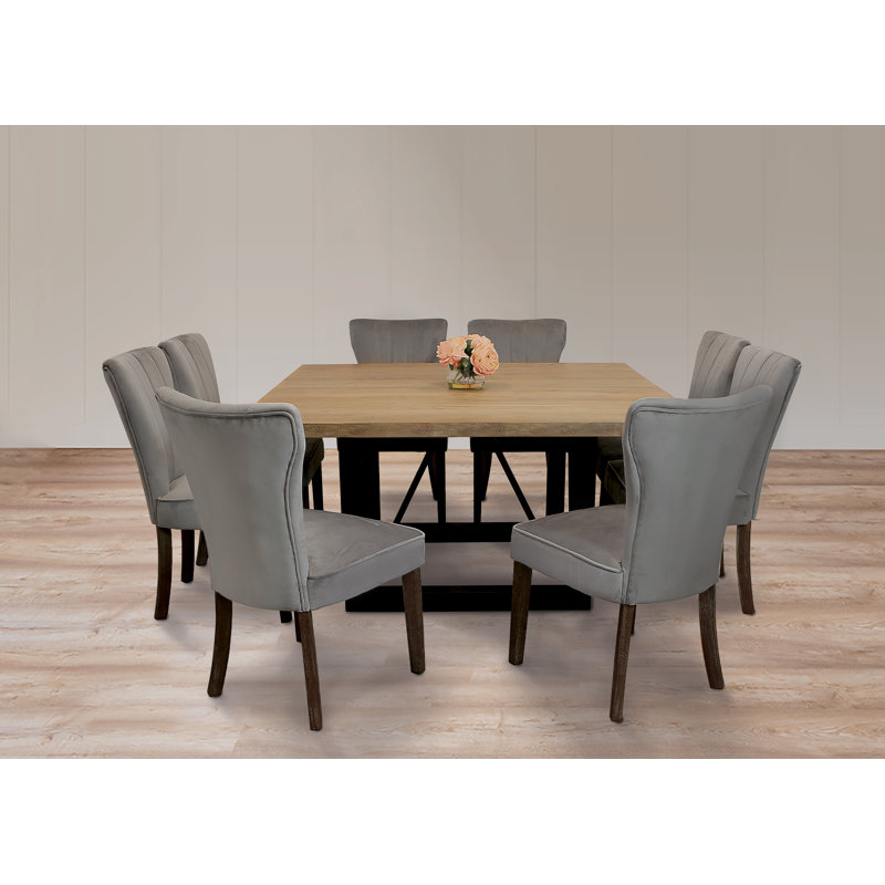 Logan 9-Piece Dining Set With 8 Cleo Dining Chairs In Mink With Legs