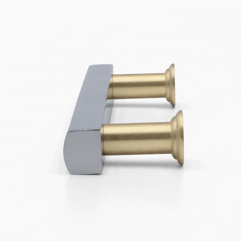 Mod Two Tone Bar / Handle Pull, Polished Chrome/Satin Brass, 5"