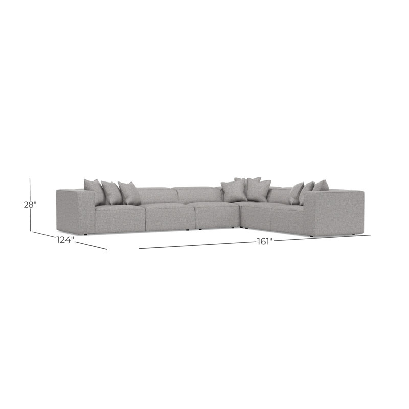 Bernhardt Bliss 4-Piece Fabric Sectional, 28" H x 160.5" W x 123.5" D, Gray Polyester