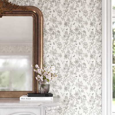 Ottoville Butterfly Toile 33' L x 20.5" W Wallpaper Roll