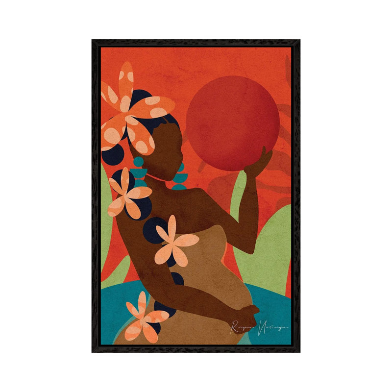 Mama Virgo by Reyna Noriega - Painting on Canvas, 101.6 cm H x 66.04 cm W, Black Framed Canvas