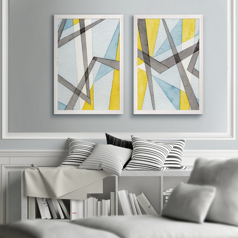 «Converging Angles I» par Vincent Van Gogh - Ensemble de 2 reproductions de cadres photo sur toile, Toile blanche encadrée