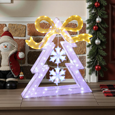 Décoration de sapin de Noël pré-éclairée avec nœud et 117 lumières DEL