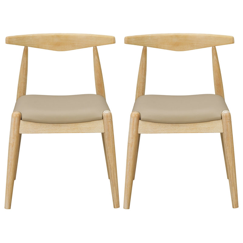 Ensemble de 2 chaises de salle à manger en bois d'hévéa, Gris clair