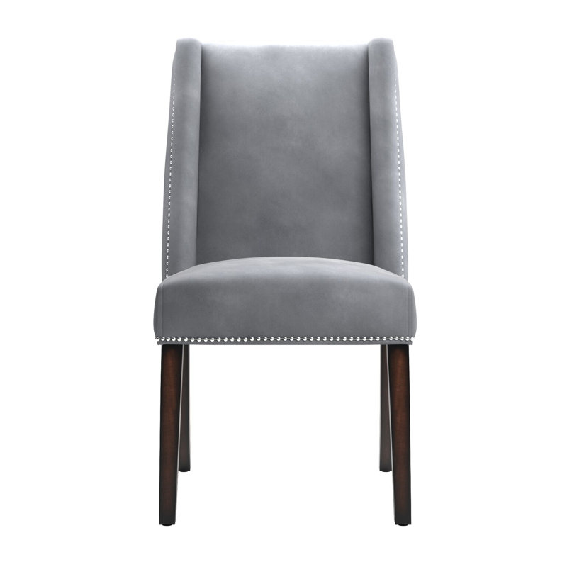 Desroches Velvet Wingback Chair, Grey