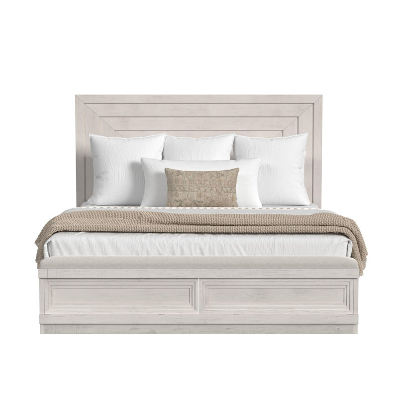 Lit avec rangement Wealdstone en blanc antique, Très grand lit