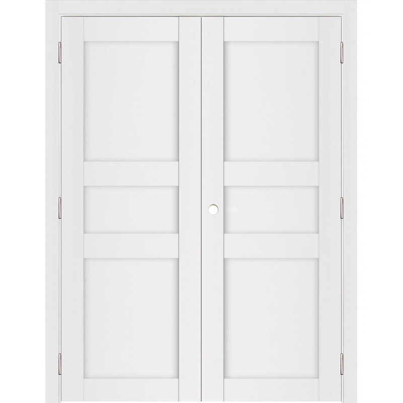 Stile 029 Pre-Hung Soft White Laminated Modern Interior Double Door, 64" x 96", Right Hand/Inswing