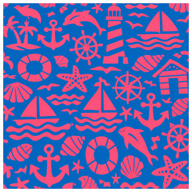 Housses de couette à motif d'icônes nautiques, Lit simple