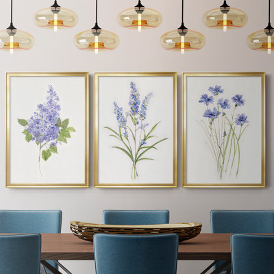 " Dainty Botanical Lilac " 3 - Pieces Painting Print