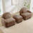 Teddy Fabric Modular Loveseat Sofa with Curved Design and Double-Layer Cushion-1508844121