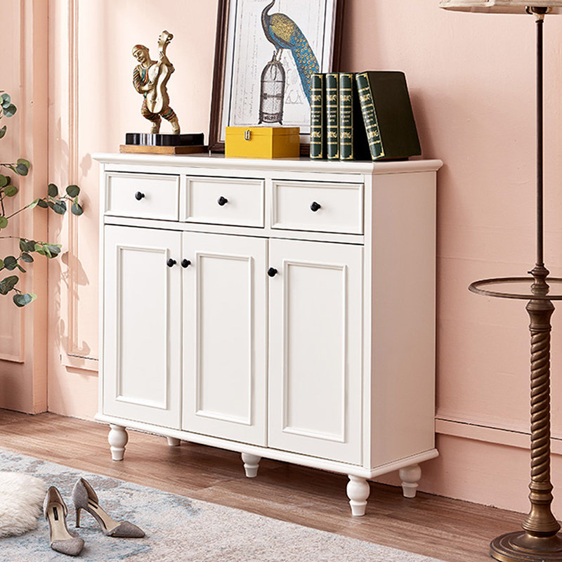 Banc de rangement blanc en bois manufacturé