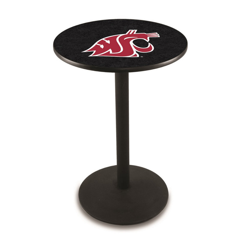 Round Metal Base Dining Table, Black Wrinkle, Washington State University