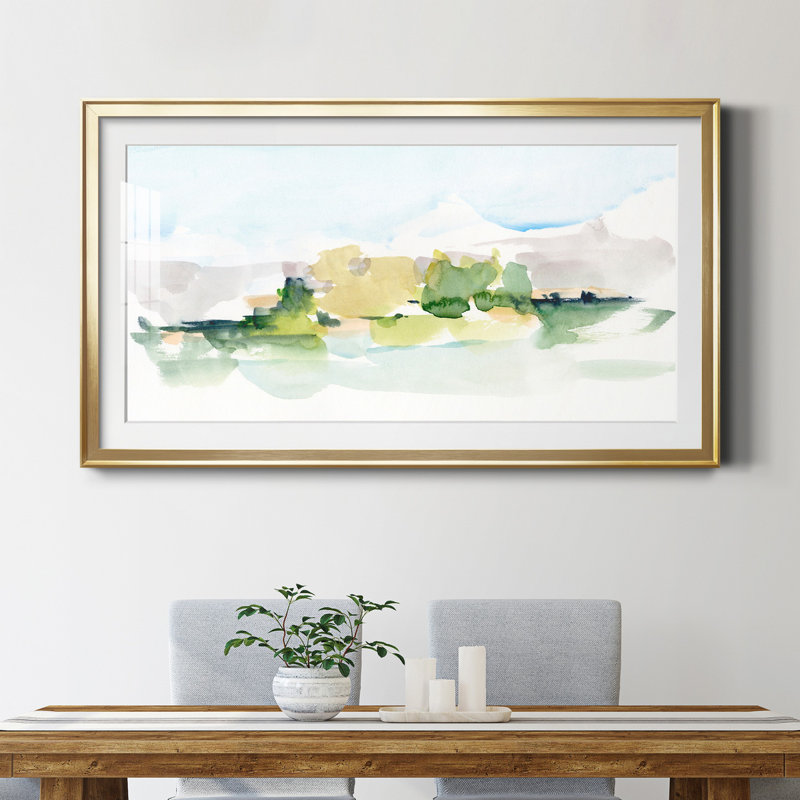 Tangerine Sunset I - peinture encadrée, Papier encadré doré, Blanc, H 22,5 po x l 42,5 po x P 1,5 po