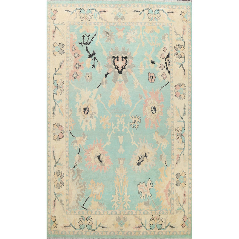 Tapis décoratif en laine de conception unique 8 pi 9 po x 11 pi 4 po noué à la main New Age