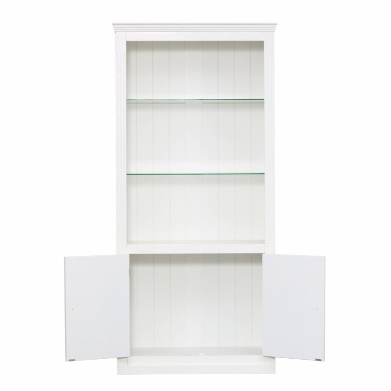 78.75''H 4-Tier Display Shelf, With 5-Colors Dimmable Ceiling Light, Freestanding Farmhouse Bookcases With Storage & Doors, Bookshelf With Adjustable Glass Shelves For Home & Office