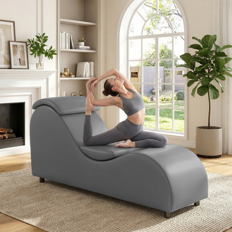 Upholstered Chaise Lounge, Grey