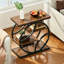 Table d'appoint industrielle à 4 niveaux, table de bout étroite avec structure en métal, table de chevet brune et support à plante pour petits espaces