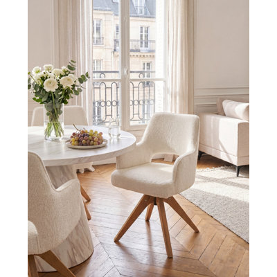MORAVIA 40cm H Boucle Upholstered Armchair in Beige, Brown