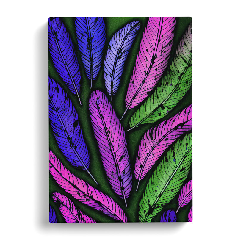 Painted Feathers No.1 - Wrapped Canvas, 50cm H x 35cm W x 3cm D