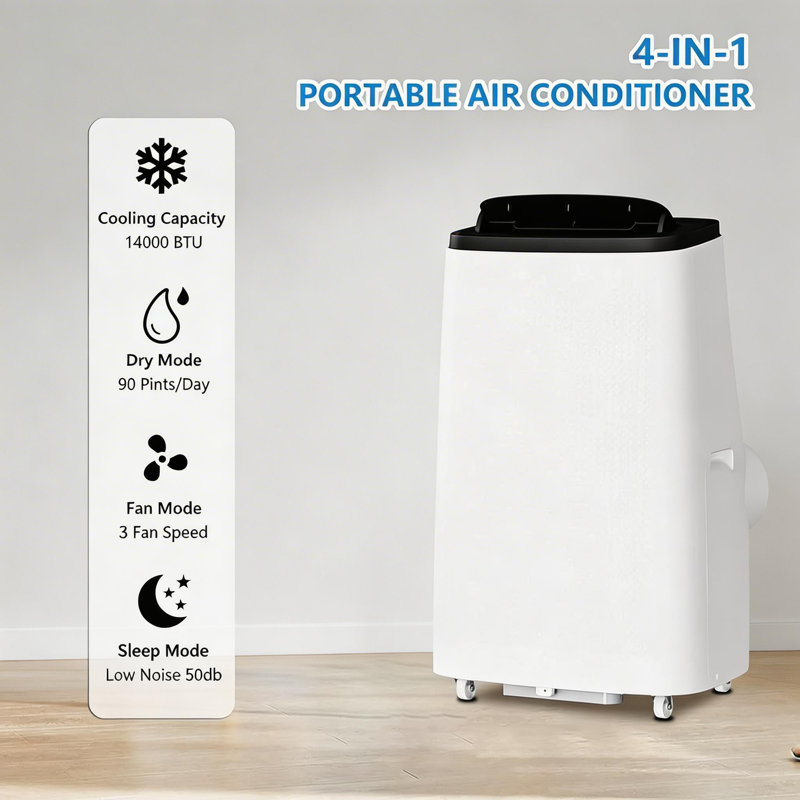 3-in-1 Air Conditioners, with Remote Control, 14000 BTU, Black