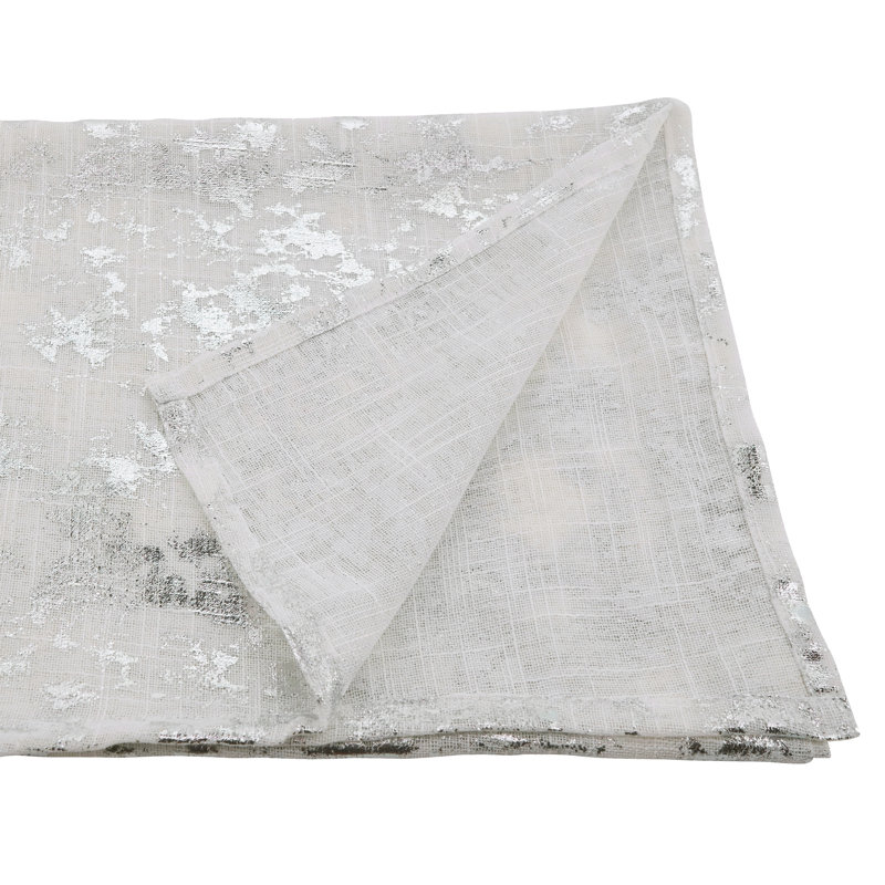 Polson Metallic Print Table Runner, Silver, 72" x 15"