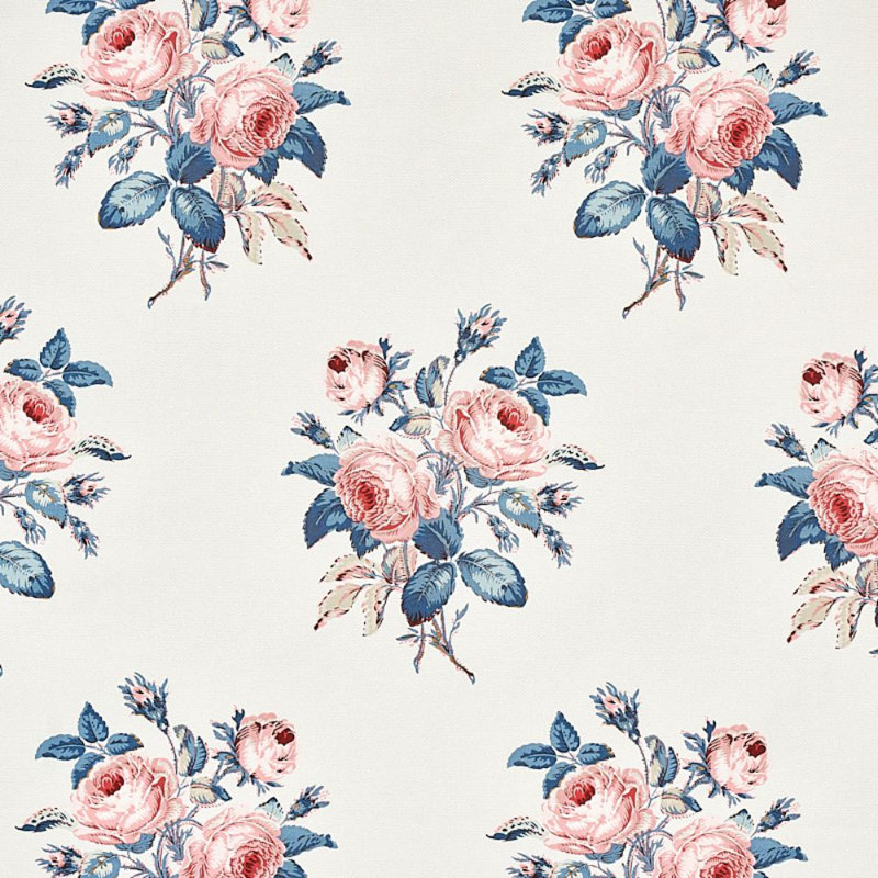 Loudon Rose Fabric, Rose/Blue